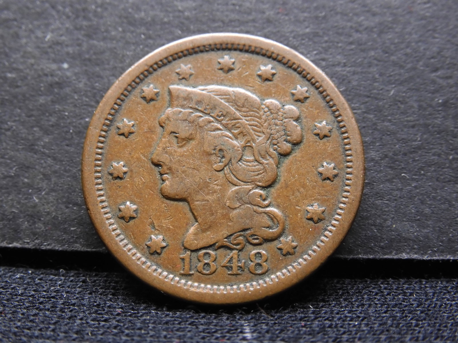 1848 Braided Hair Large Cent - VF (1 of 2)