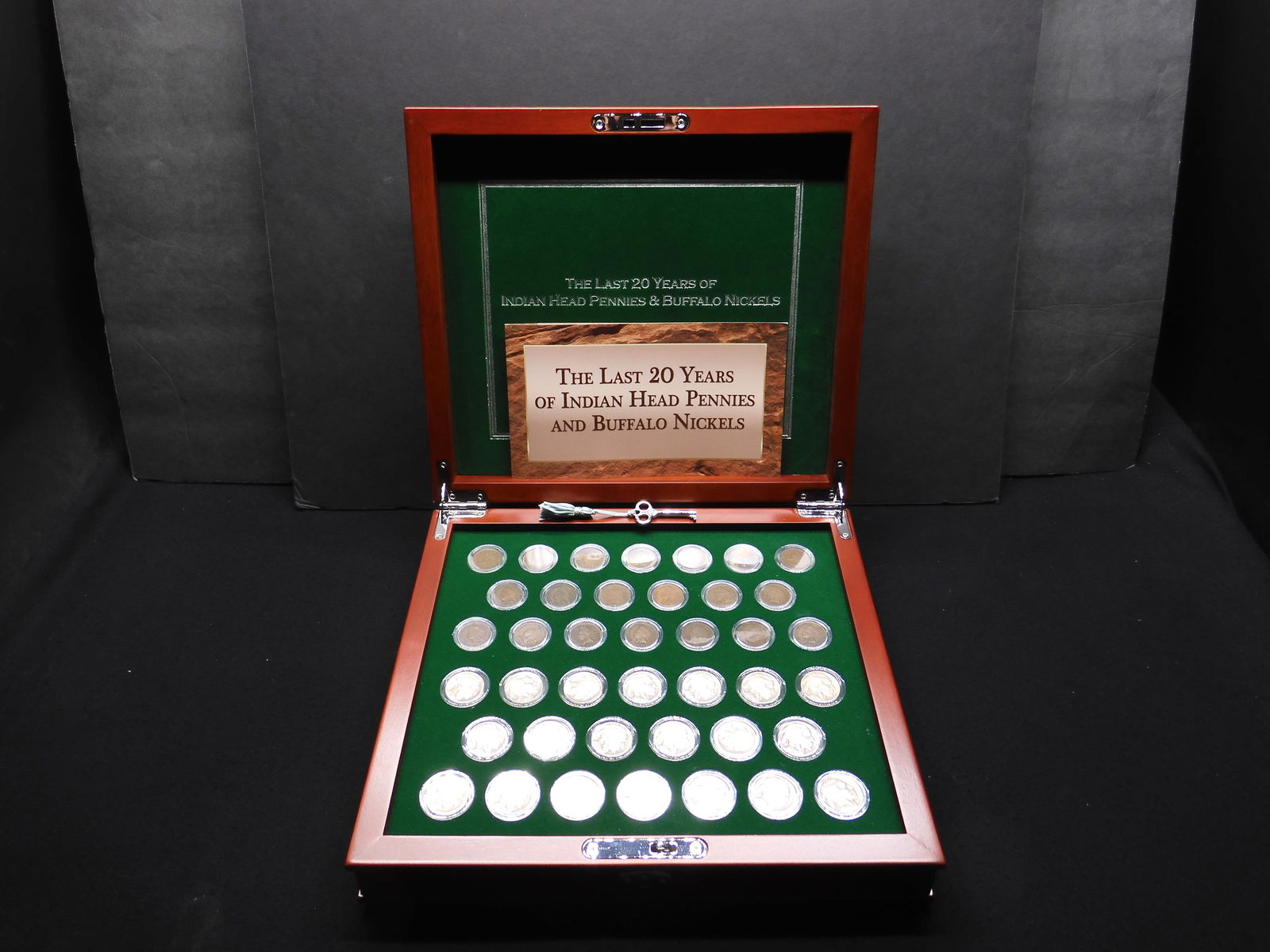 The Last 20 Years of Indian Head Pennies & Buffalo Nickels in a Beautiful Wooden Case w/ Key & (1 of 11)