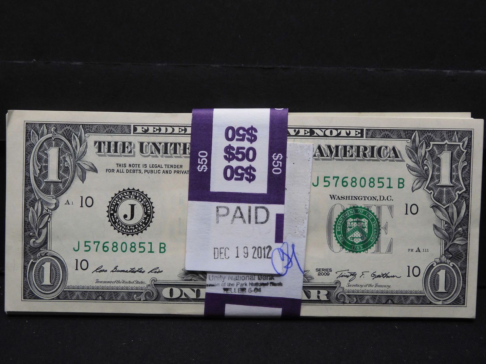 (50) 2009 One Dollar Bills Consecutive -Uncirculated: (50) 2009 One Dollar Bills Consecutive -Uncirculated
