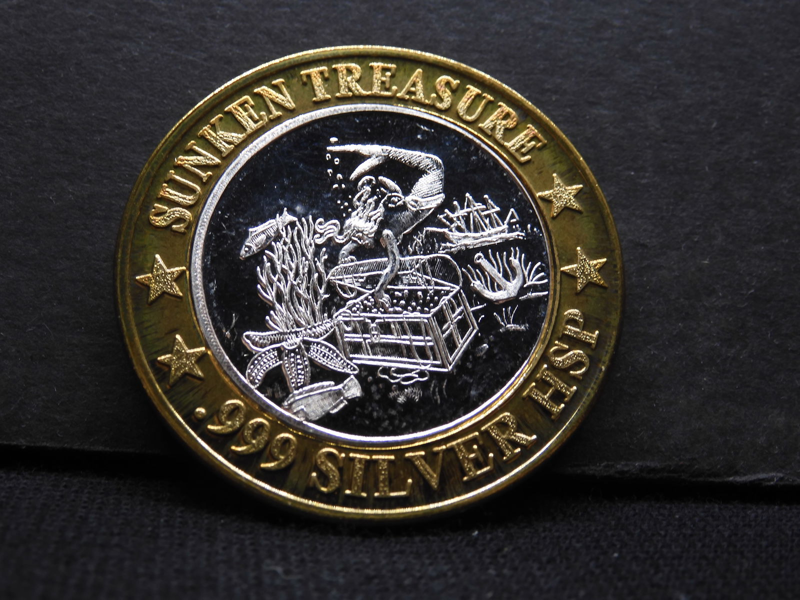 Luxury Cruise $12 "Sunken Treasure" Gaming Token - .999 Silver Center (1 of 2)