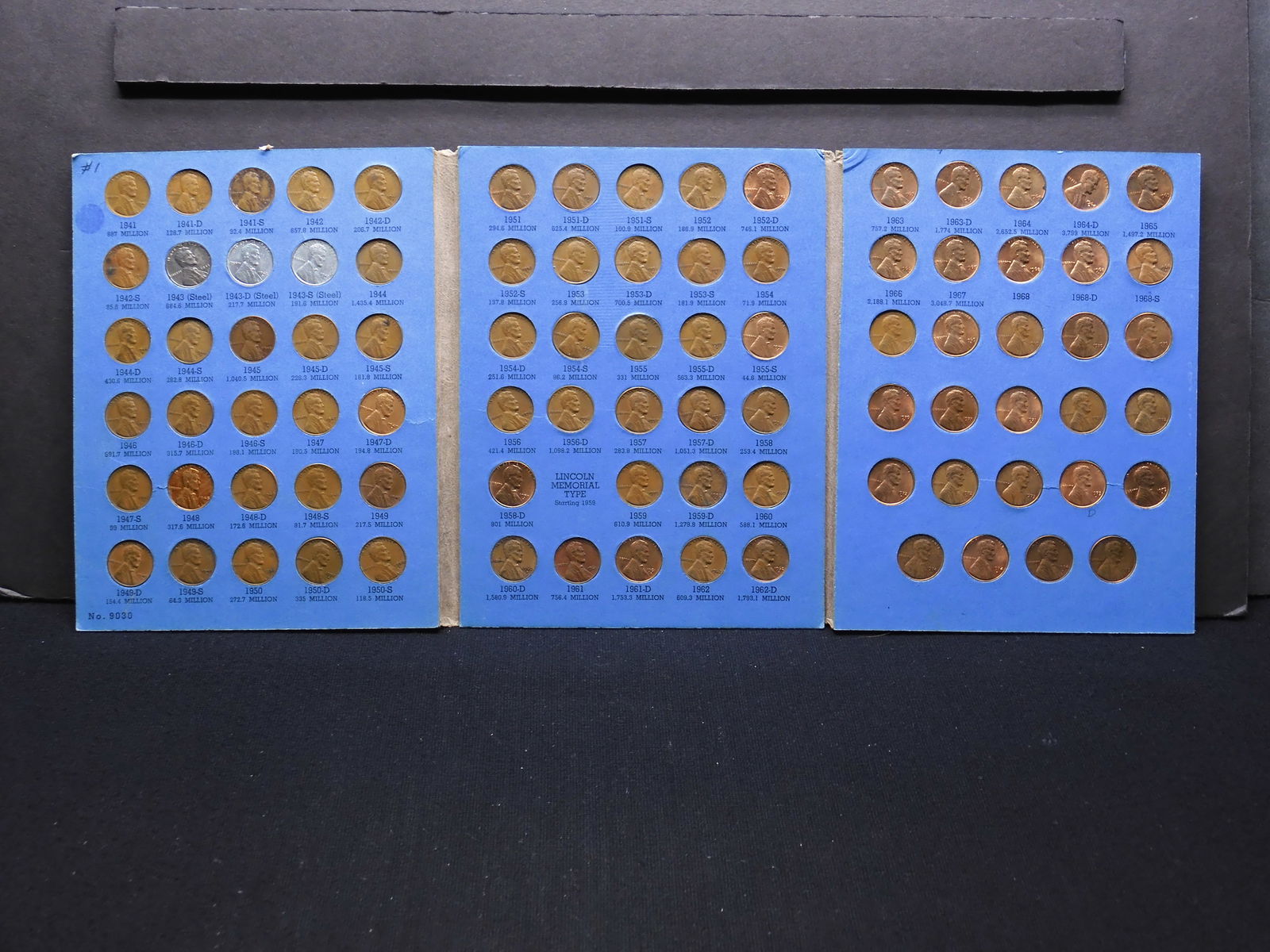 1941-1975 Lincoln Wheat & Memorial Cents 88-Coin Set In Whitman Punch-In Folder. Includes All Dates (1 of 8)