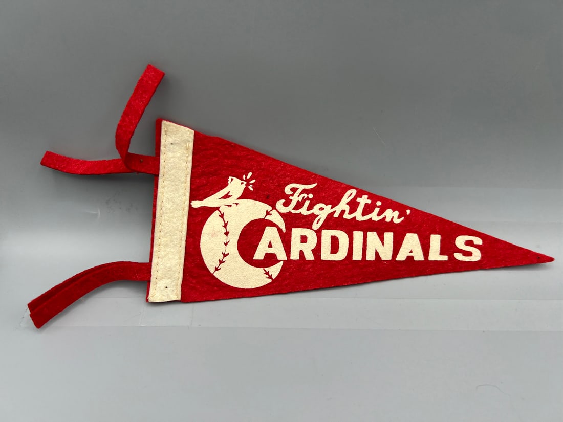 Vintage St. Louis Fightin Cardinals Mini Red Felt Pennant - Approx 8.5" Long (1 of 2)