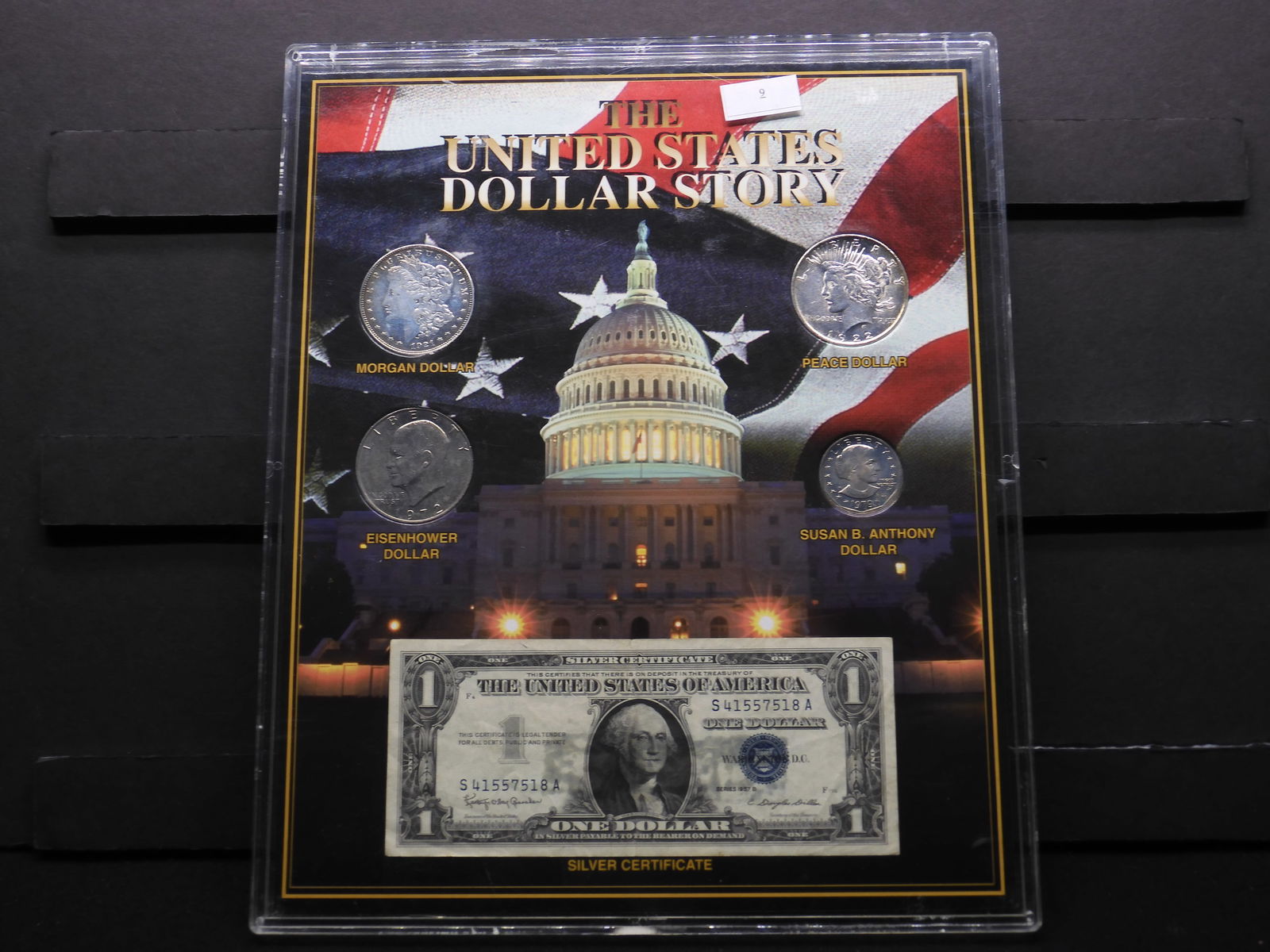 The United States Dollar Story - 4 Coins & $1.00 Silver Certificate Note in Special Holder (1 of 5)
