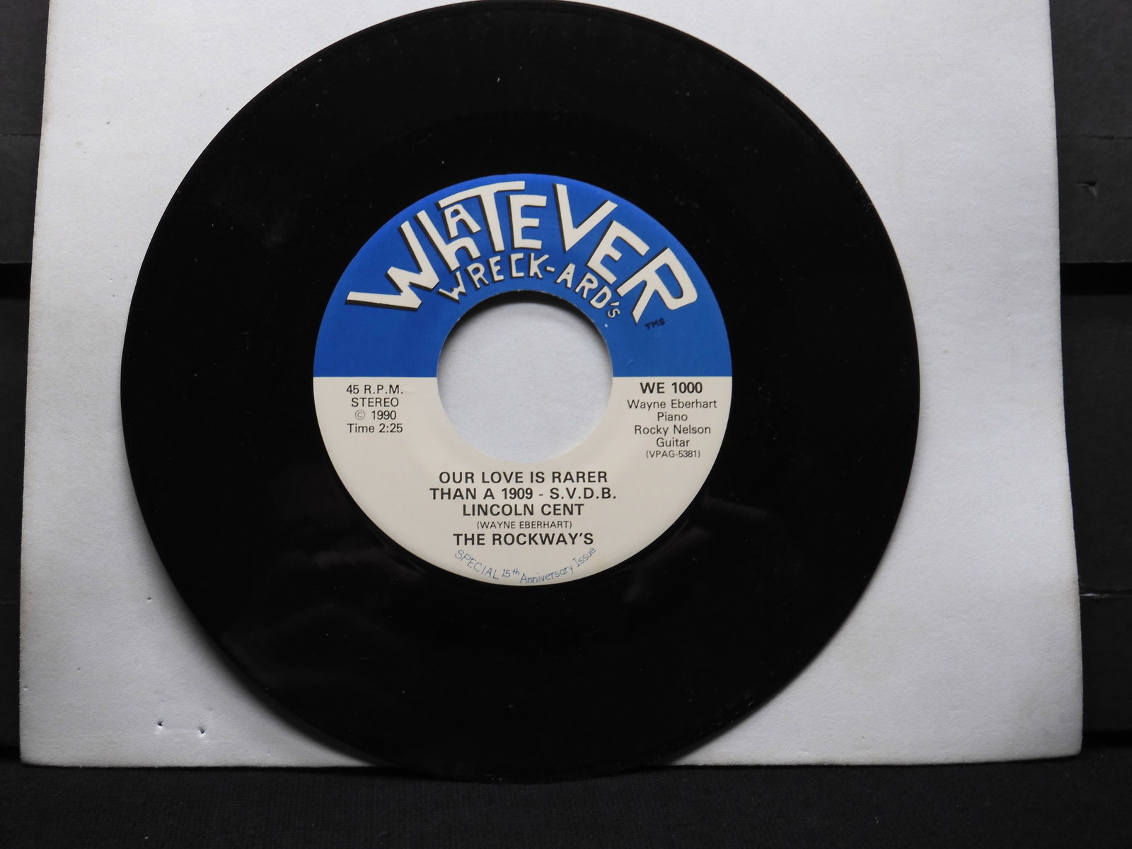 Vinyl 45 R.P.M. Stereo Record - "Our Love is Rarer Than a 1909 - S.V.D.B. by the Rockway's: Vinyl 45 R.P.M. Stereo Record - "Our Love is Rarer Than a 1909 - S.V.D.B. by the Rockway's