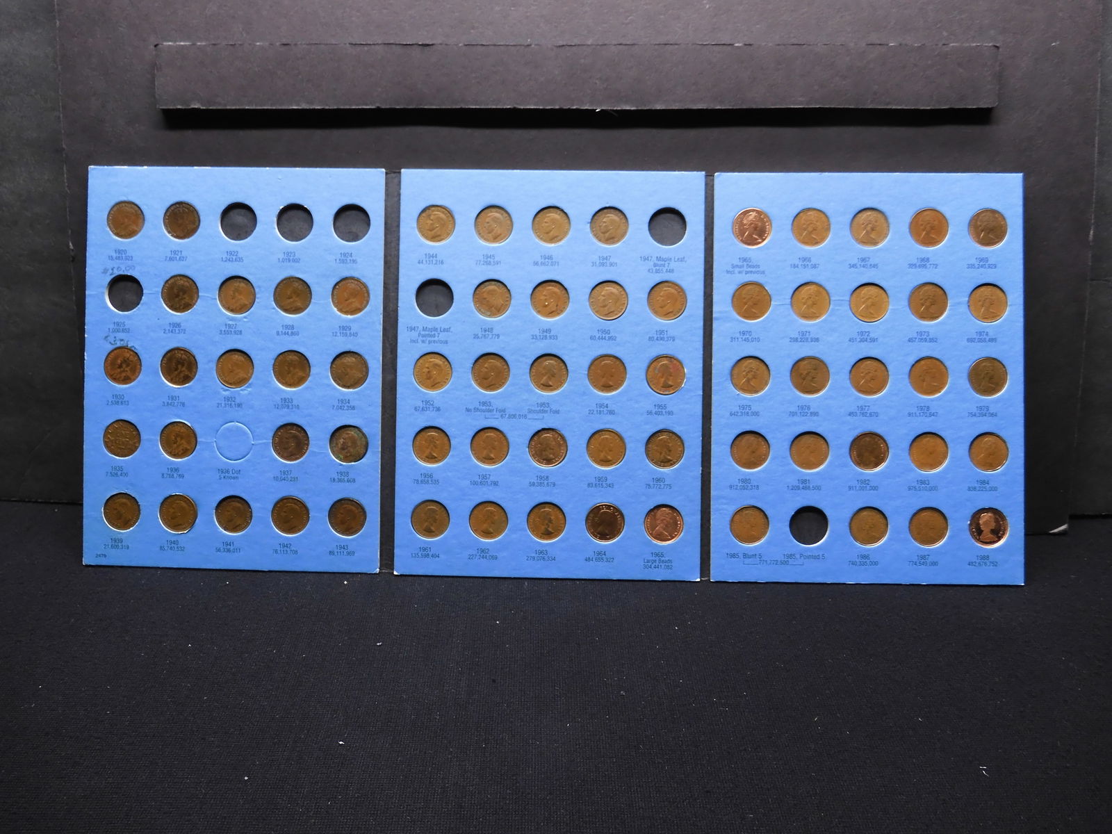 Partial Collection Canada Small Cents - Number 1 - 1920 to 1988 (1 of 8)