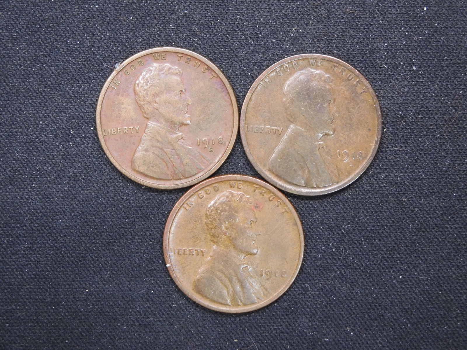 1918-P, D, S Lincoln Wheat Cent (1 of 2)
