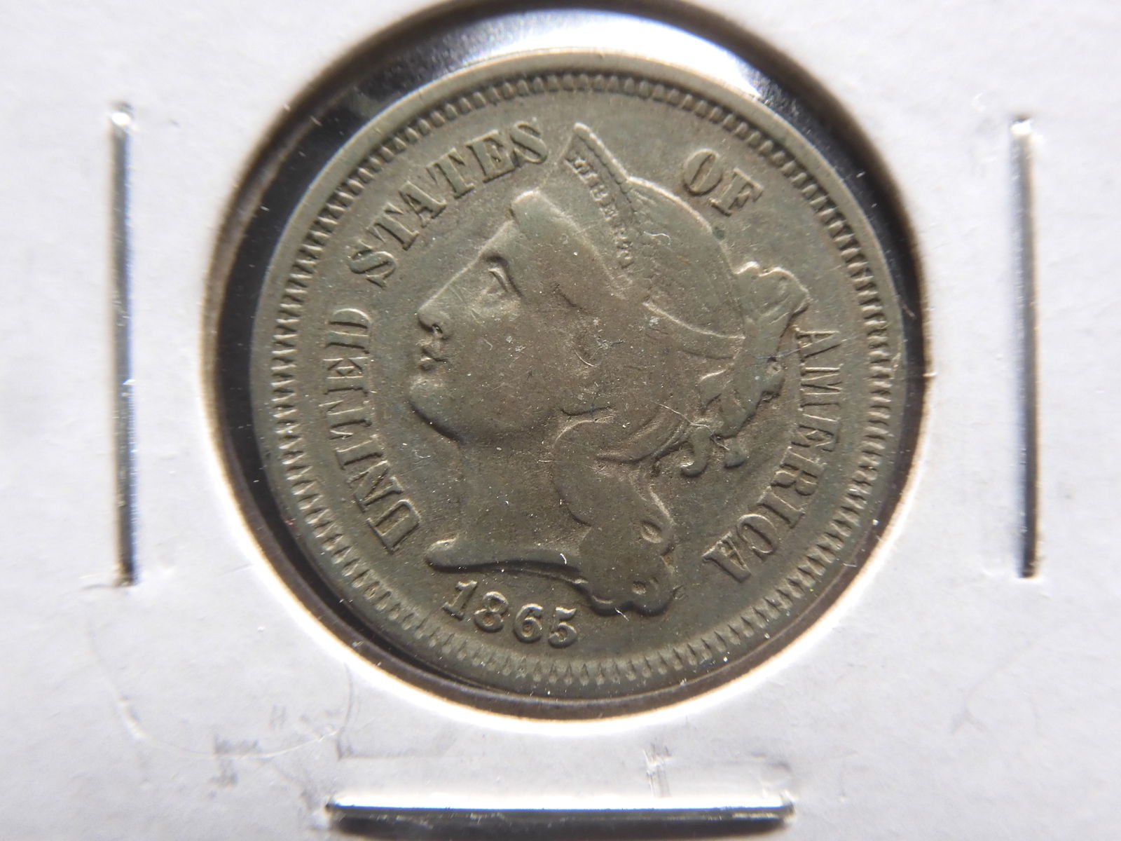 1865 US 3 Cent Nickel, Civil War Era, Nice (1 of 2)