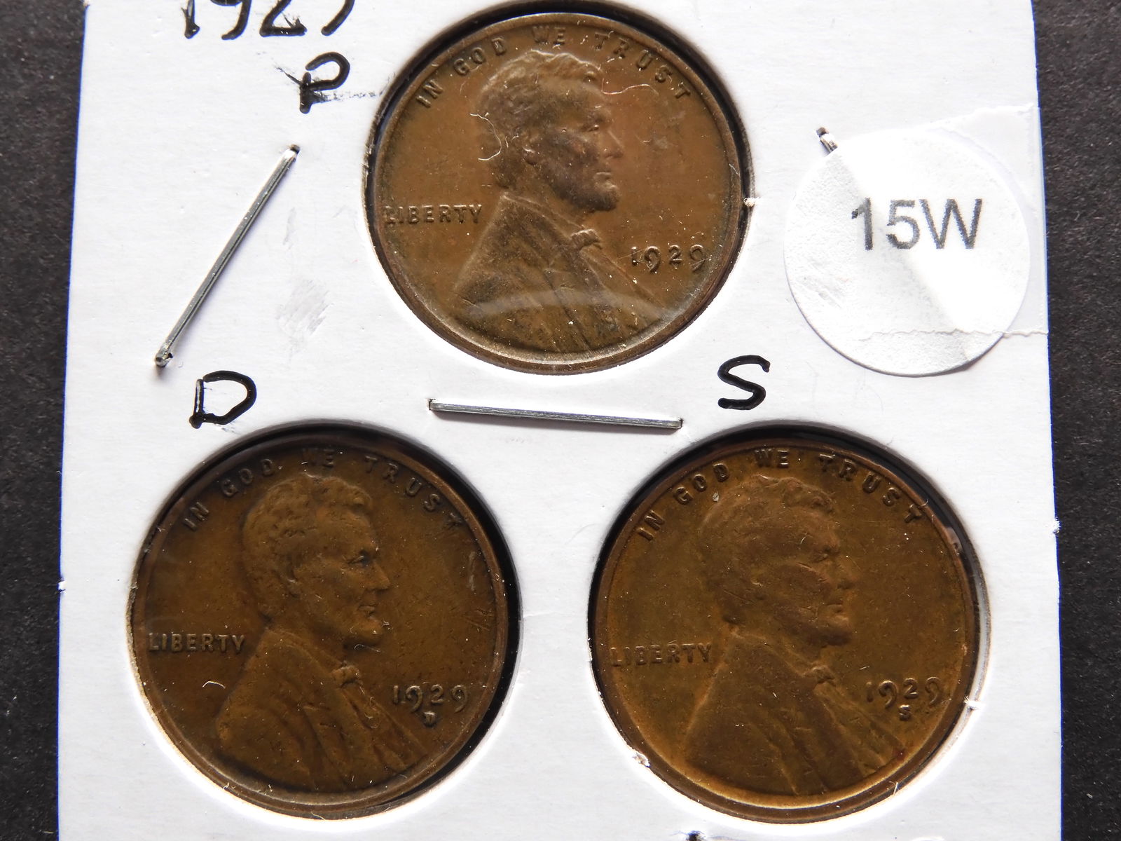 Trio of 1929 P, D, & S Lincoln Wheat Cents (1 of 2)