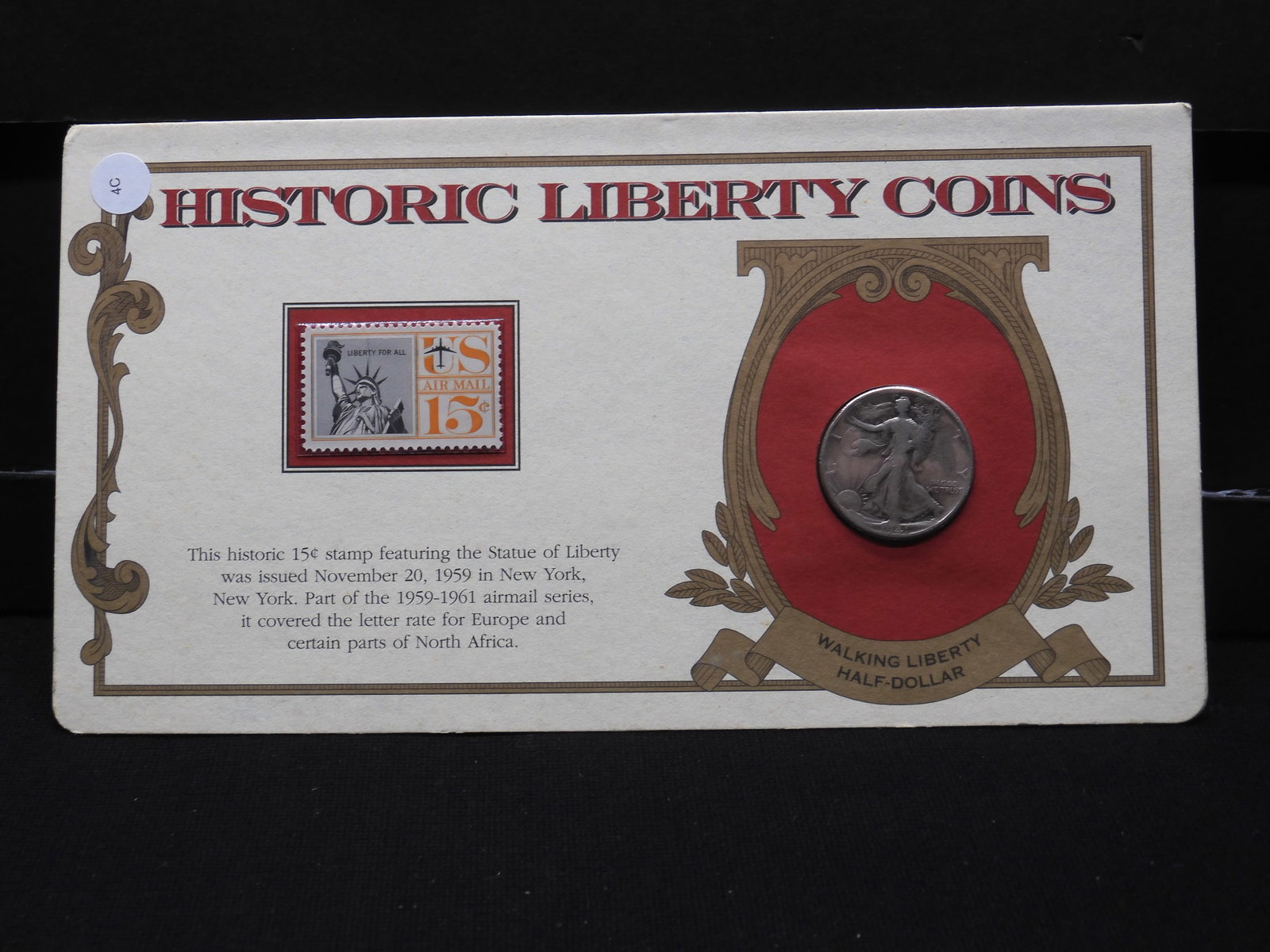 1941 Walker Half with 1959 .15 stamp on card: 1941 Walker Half with 1959 .15 stamp on card