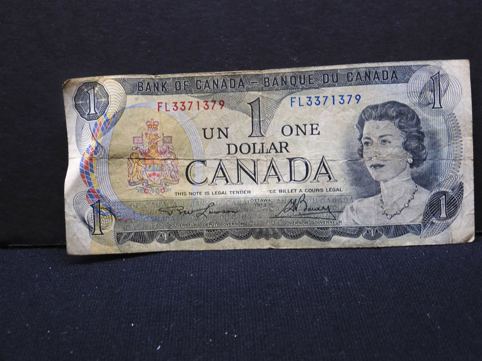 1973 Canada Bi-Lingual Demand Note.  Portrait Of Young Queen Elizabeth II. (1 of 3)