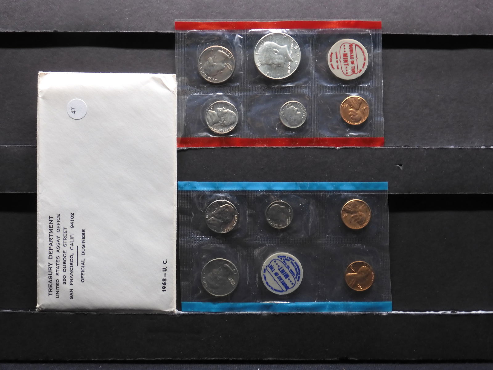 1968 10 coin P/D/S US Mint Set.  Choice Uncirculated.  Silver Kennedy Half. (1 of 5)