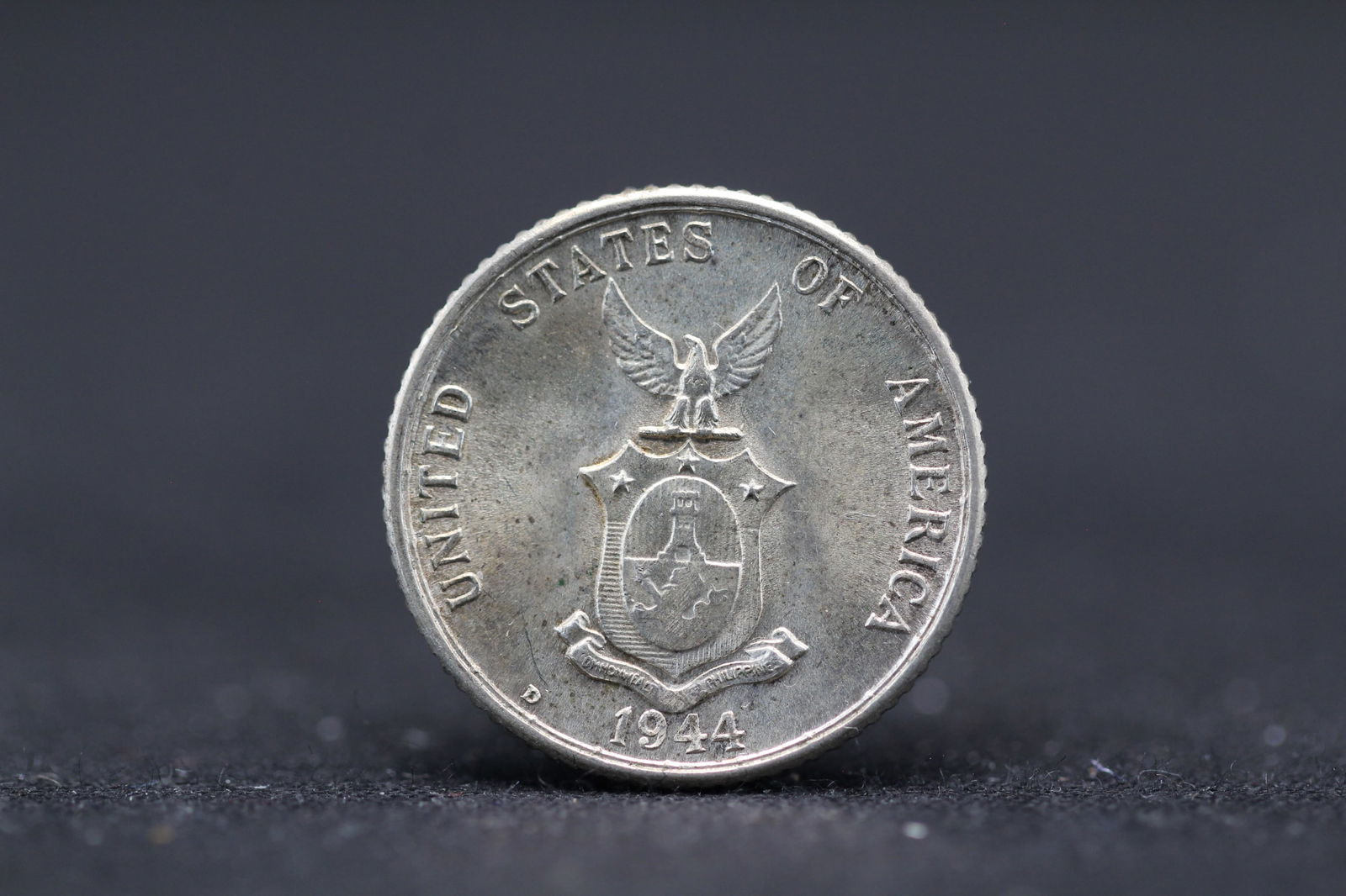 1944 D Philippines Silver 20 centavo.  Struck at Denver Mint.  Silver.  BU. (1 of 3)