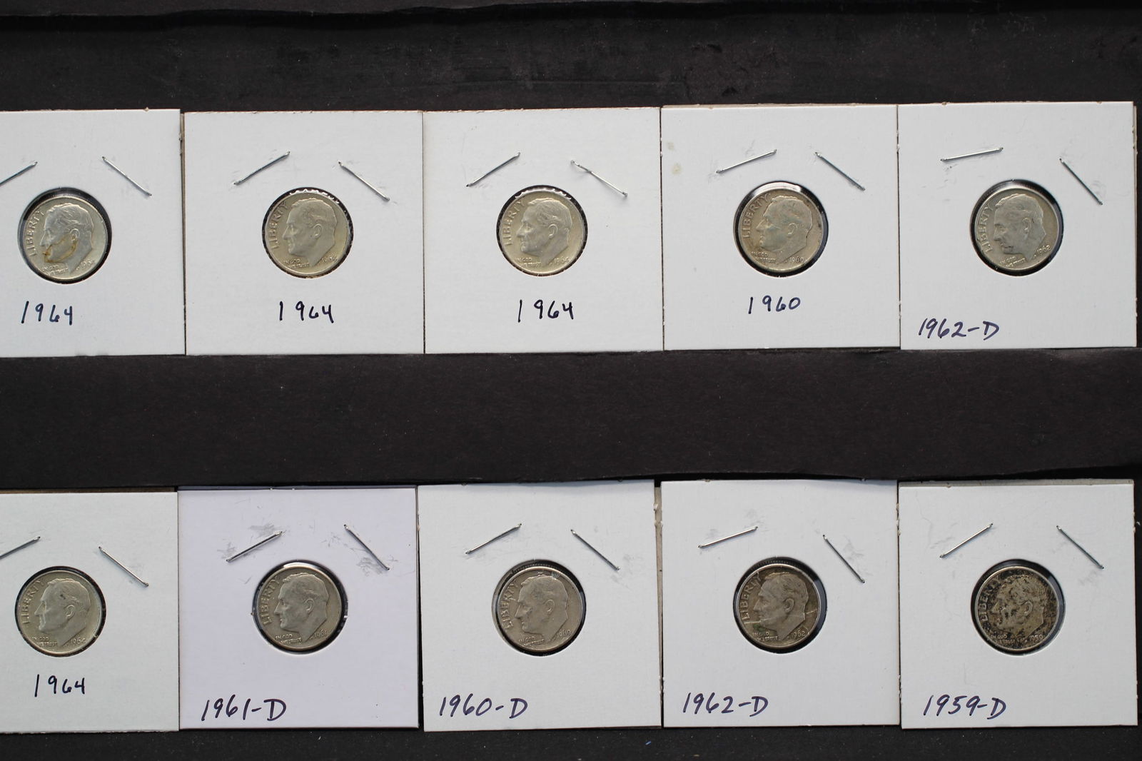 10 Assorted Silver Roosevelt Dimes (1 of 4)