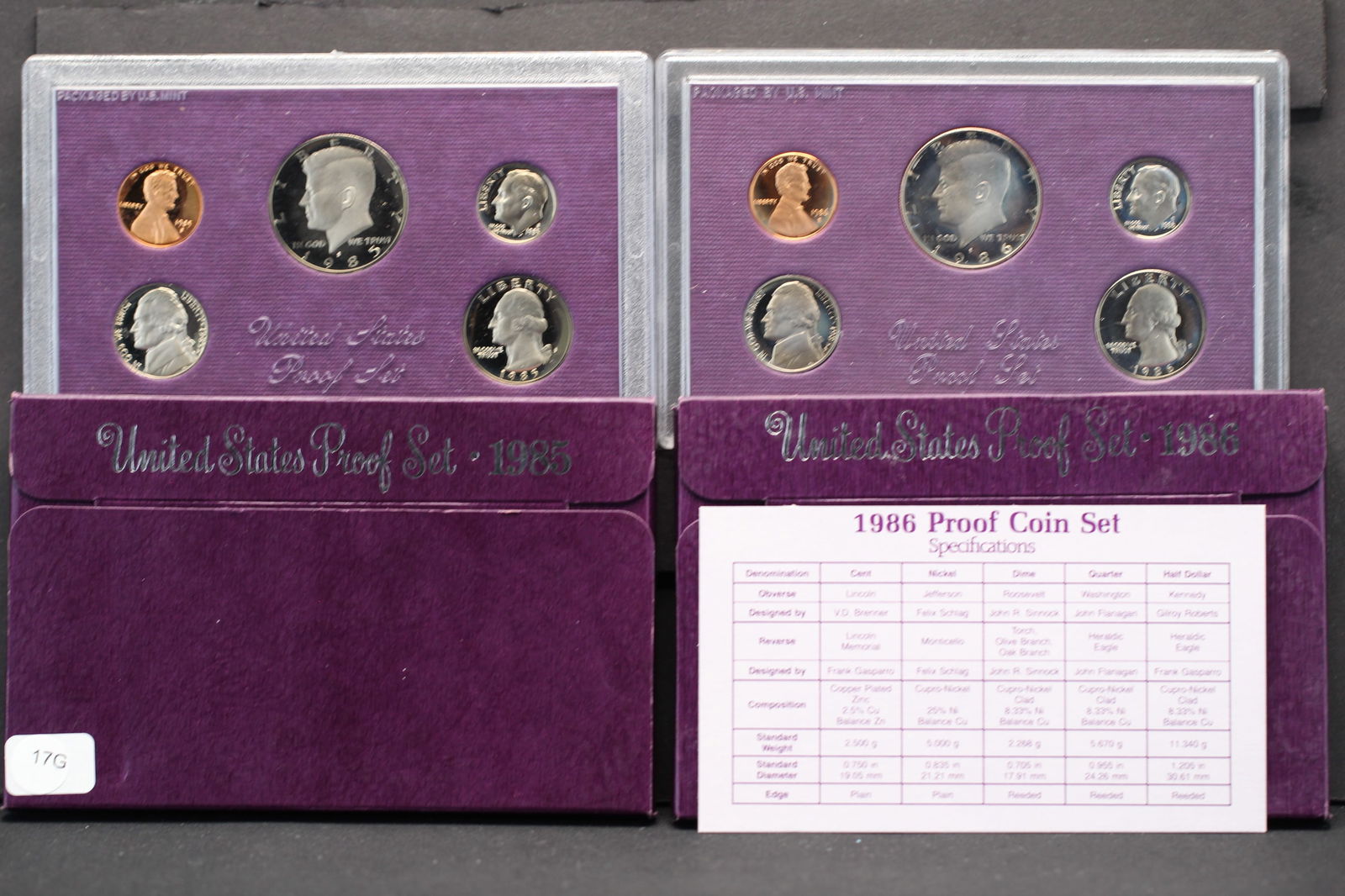 1985-S, 1986-S US Mint PROOF Sets, OGP (1 of 6)
