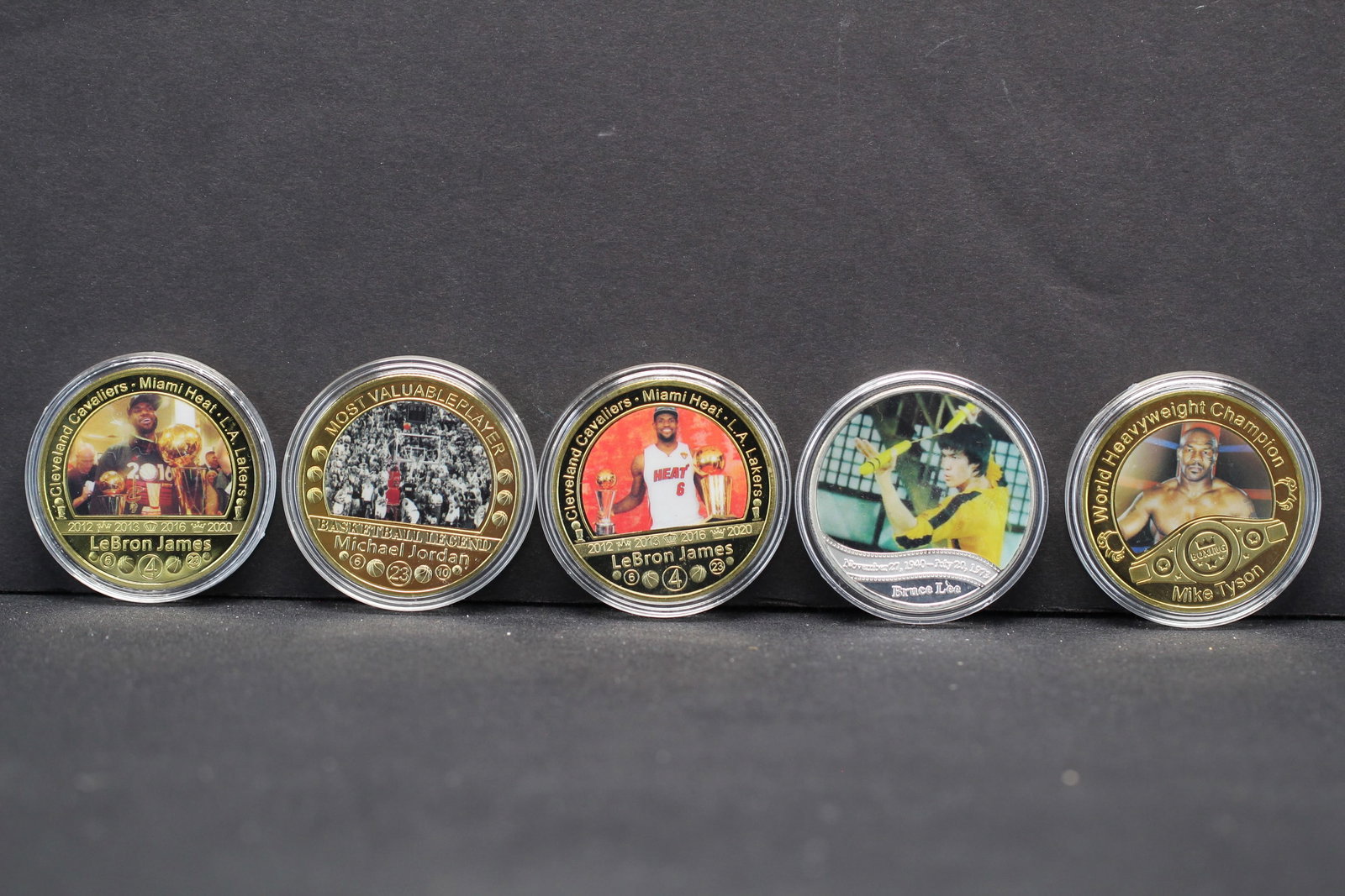 5-Sports Legend Tokens-MJ, LeBron James, Mike Tyson, Bruce Lee-New, Novelty, no gold: 5-Sports Legend Tokens-MJ, LeBron James, Mike Tyson, Bruce Lee-New, Novelty, no gold