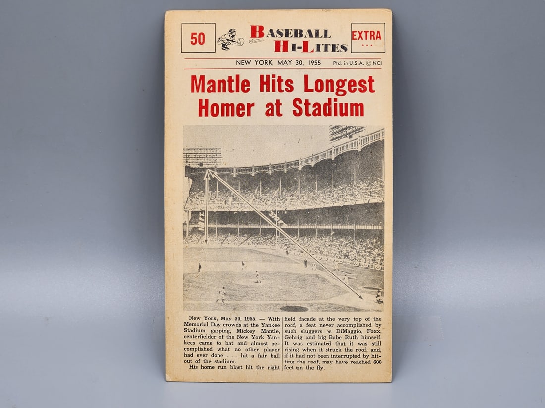 1960 Nu Card Mickey Mantle #50 HOF (1 of 2)