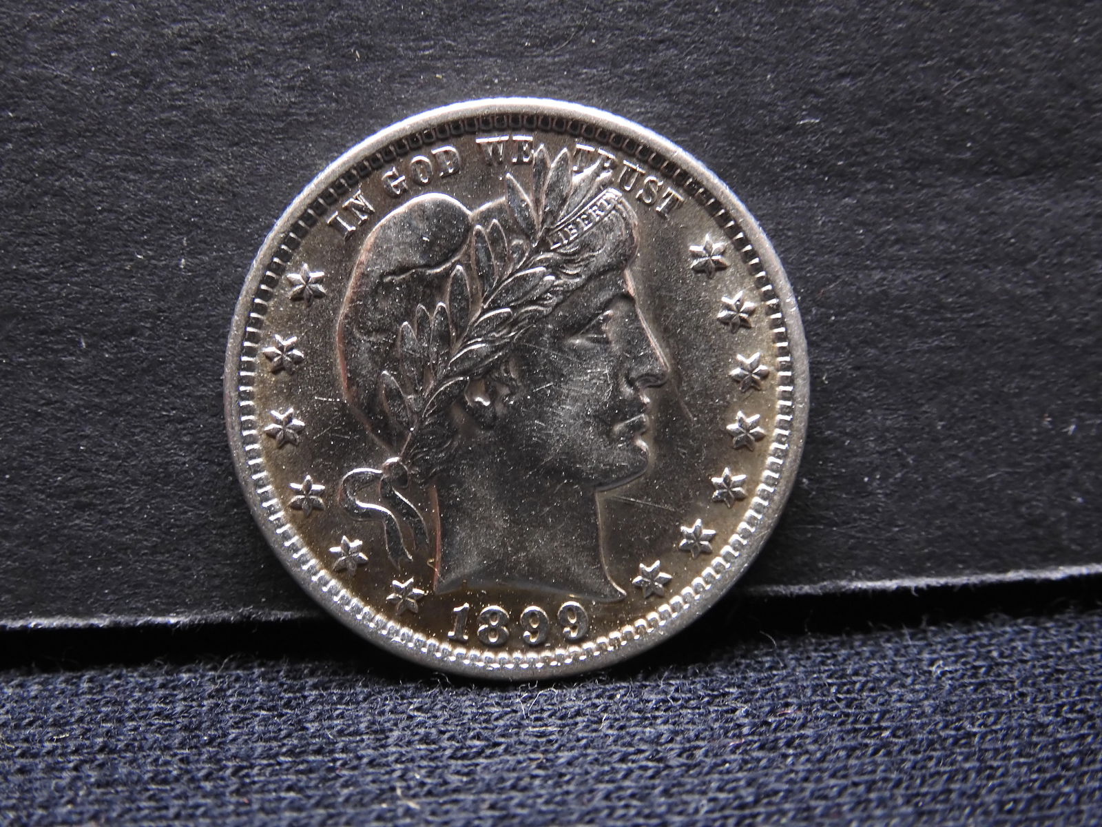 1899 Uncirculated U.S. Barber Quarter.  Rare Type Coin. (1 of 2)