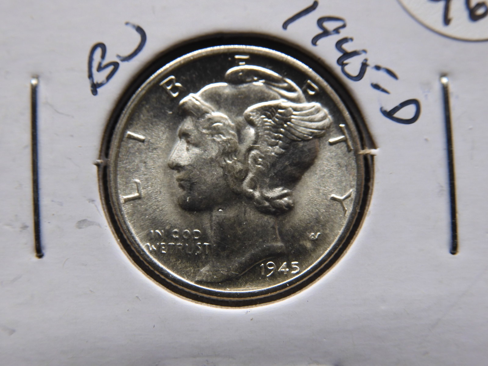 1945-D Silver Mercury Dime - WWII Era! - Full Diagonals!: 1945-D Silver Mercury Dime - WWII Era! - Full Diagonals!