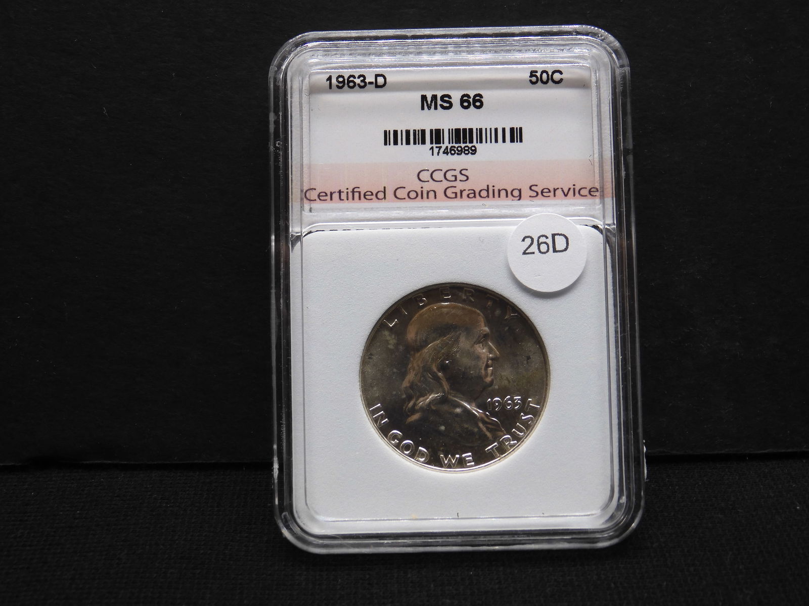 1963-D Franklin Half Dollar CCGS Slabbed MS66 (1 of 4)