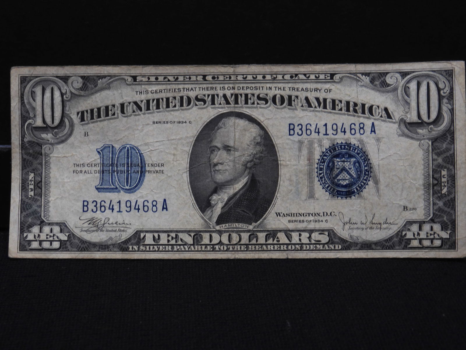 1934-C $10 Silver Certificate (1 of 3)