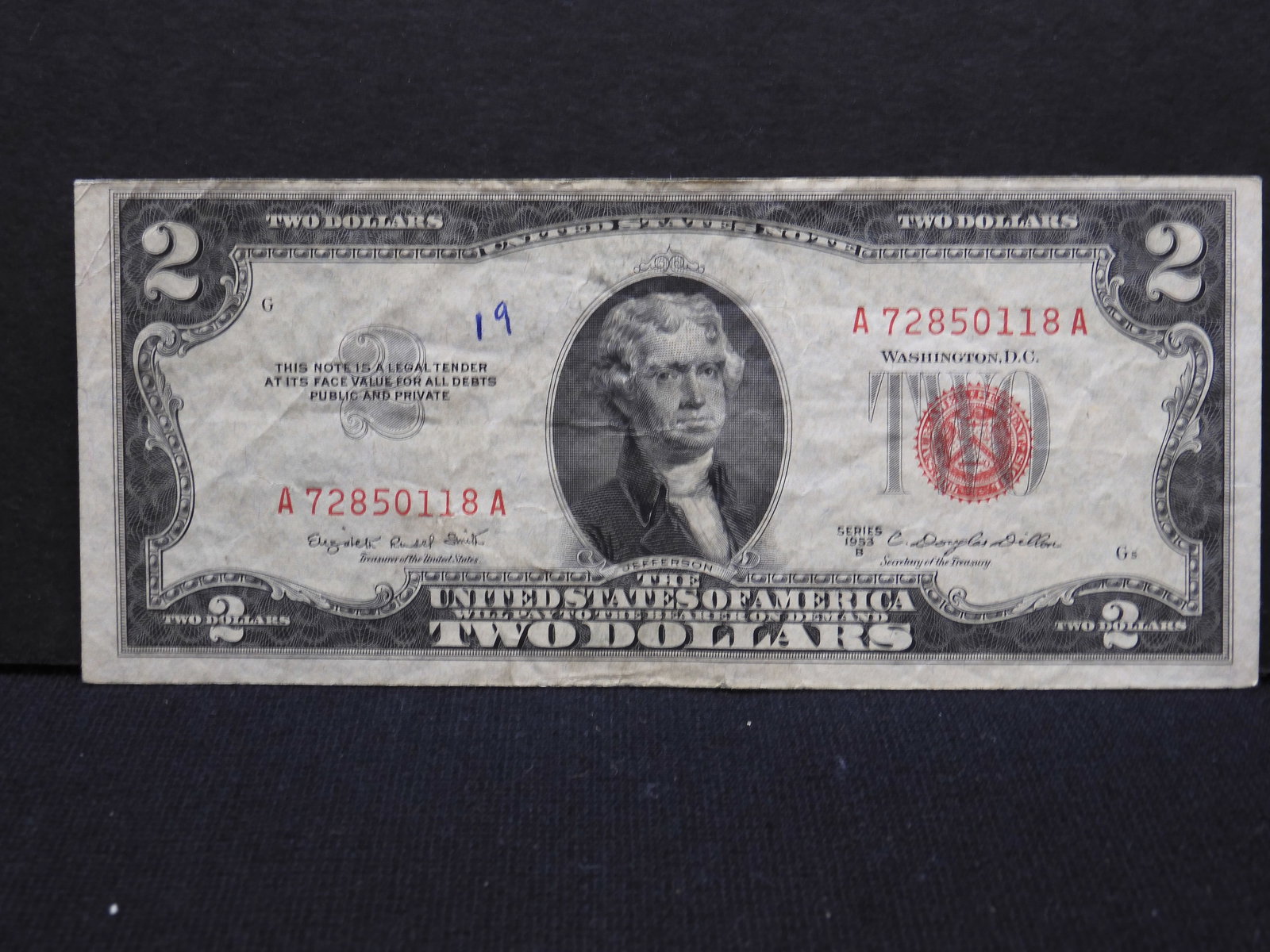 1953-B Red Seal Two Dollar US Note (1 of 3)