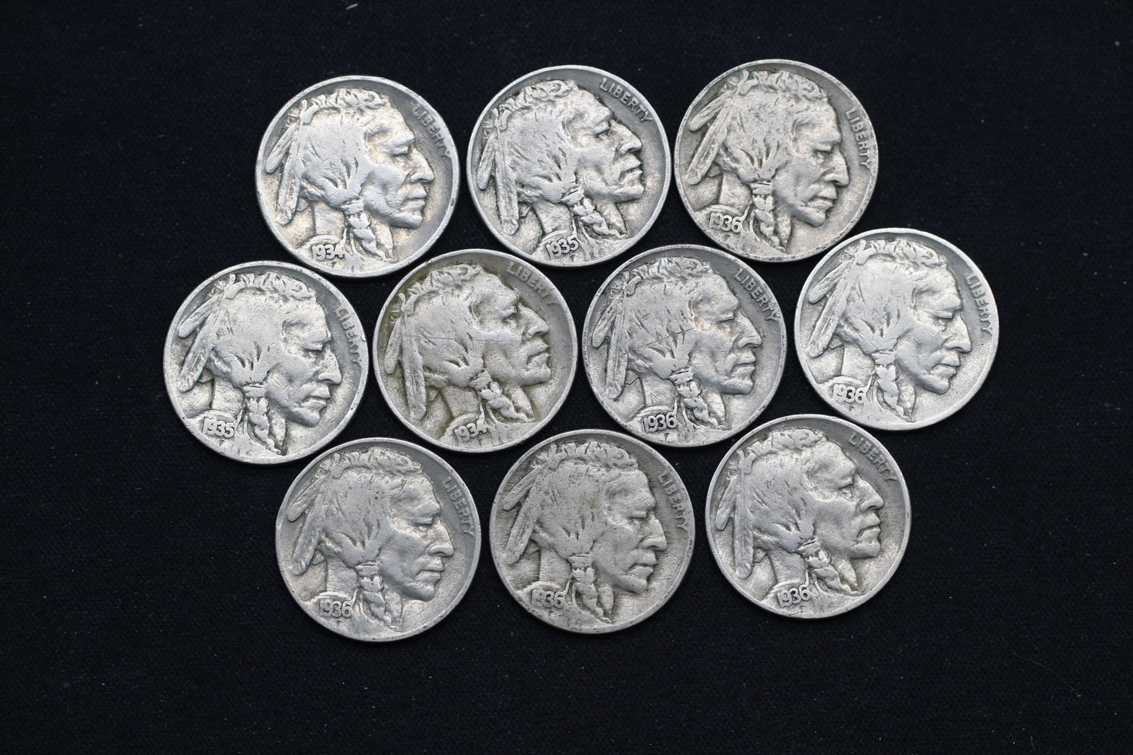 10 Mixed Date and Mixed Mint Buffalo Nickels, Nice Mix (1 of 2)