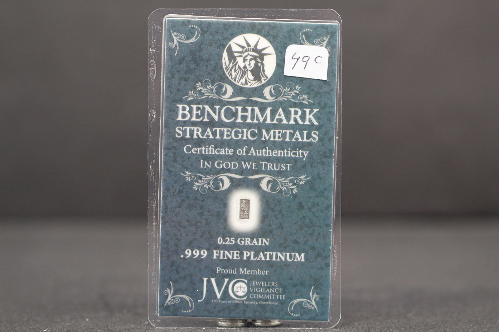 .999 Fine Platinum, 0.25 grain, COA-Benchmark Metals, sealed-new, Wealth you can hold!: .999 Fine Platinum, 0.25 grain, COA-Benchmark Metals, sealed-new, Wealth you can hold!