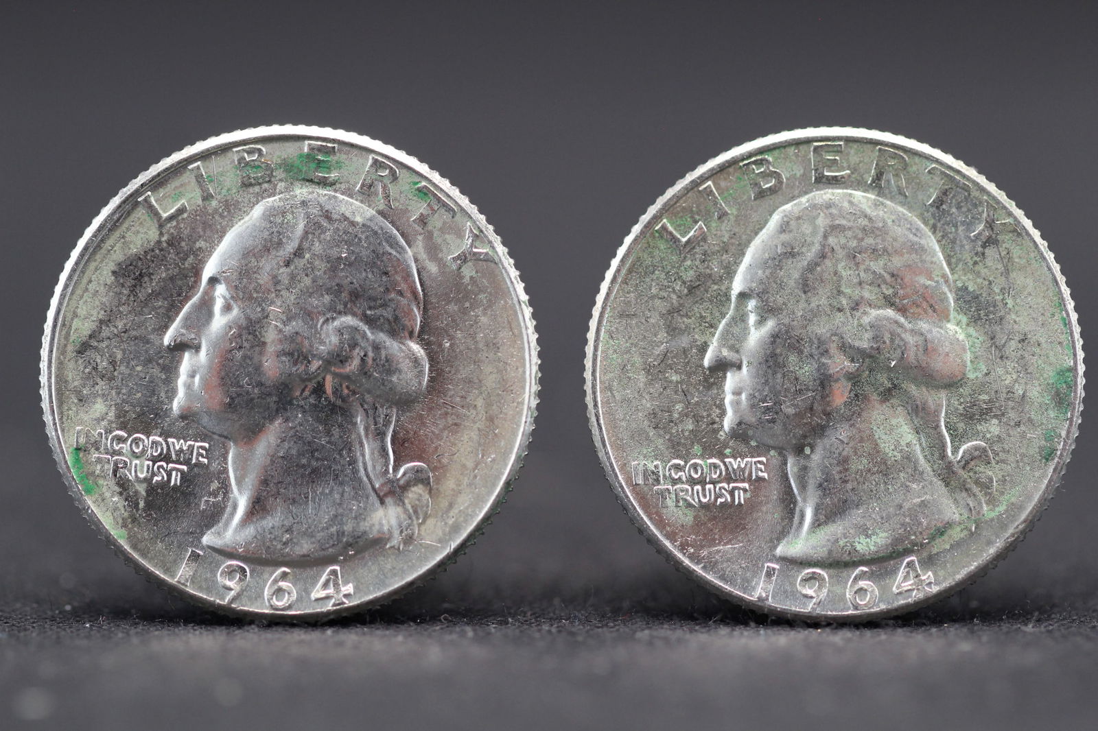 2-1964 D-90% Silver, Washington Quarters (1 of 2)