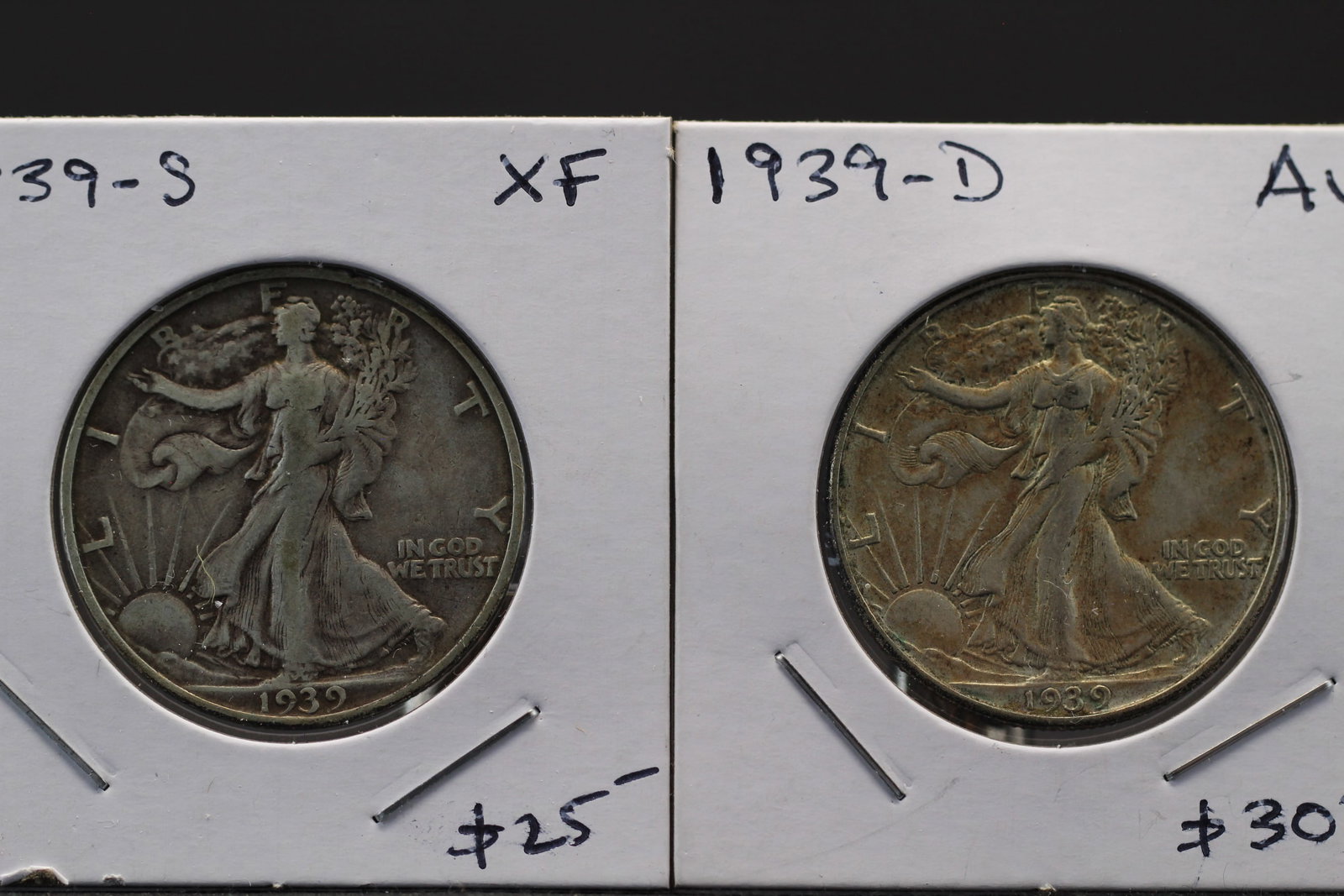 1939-D 1939-S Combo Walkers XF, AU: 1939-D 1939-S Combo Walkers XF, AU