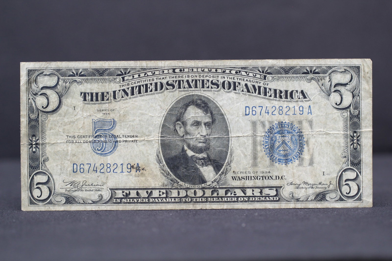 1934 $5 Silver Certificate (1 of 3)