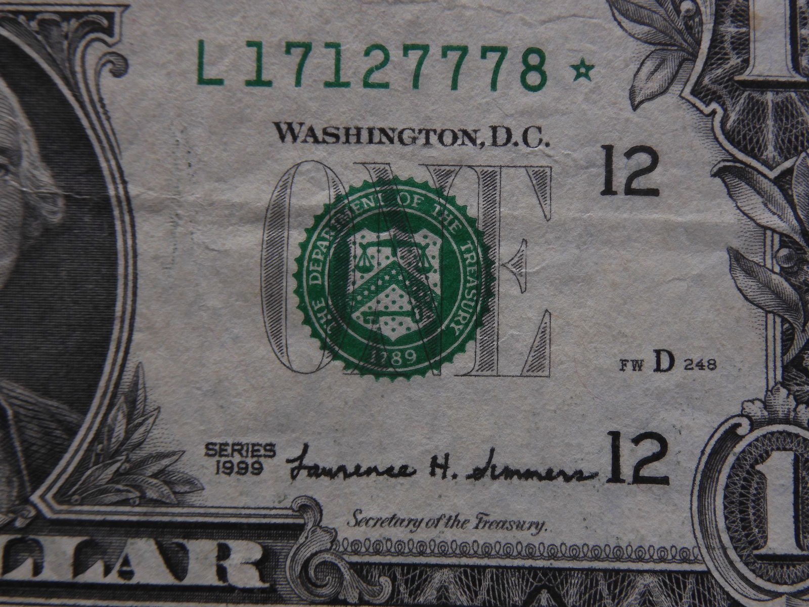 1999 $1 FRN STAR NOTE (1925-L*) (1 of 3)