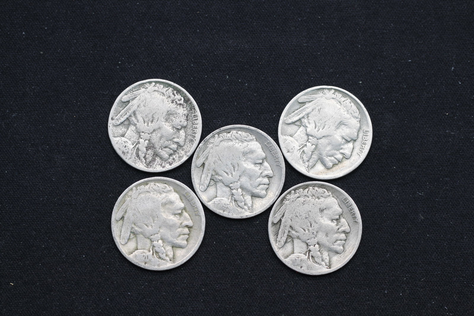 1916-1920 Buffalo Nickels - 5 consecutive dates (1 of 2)