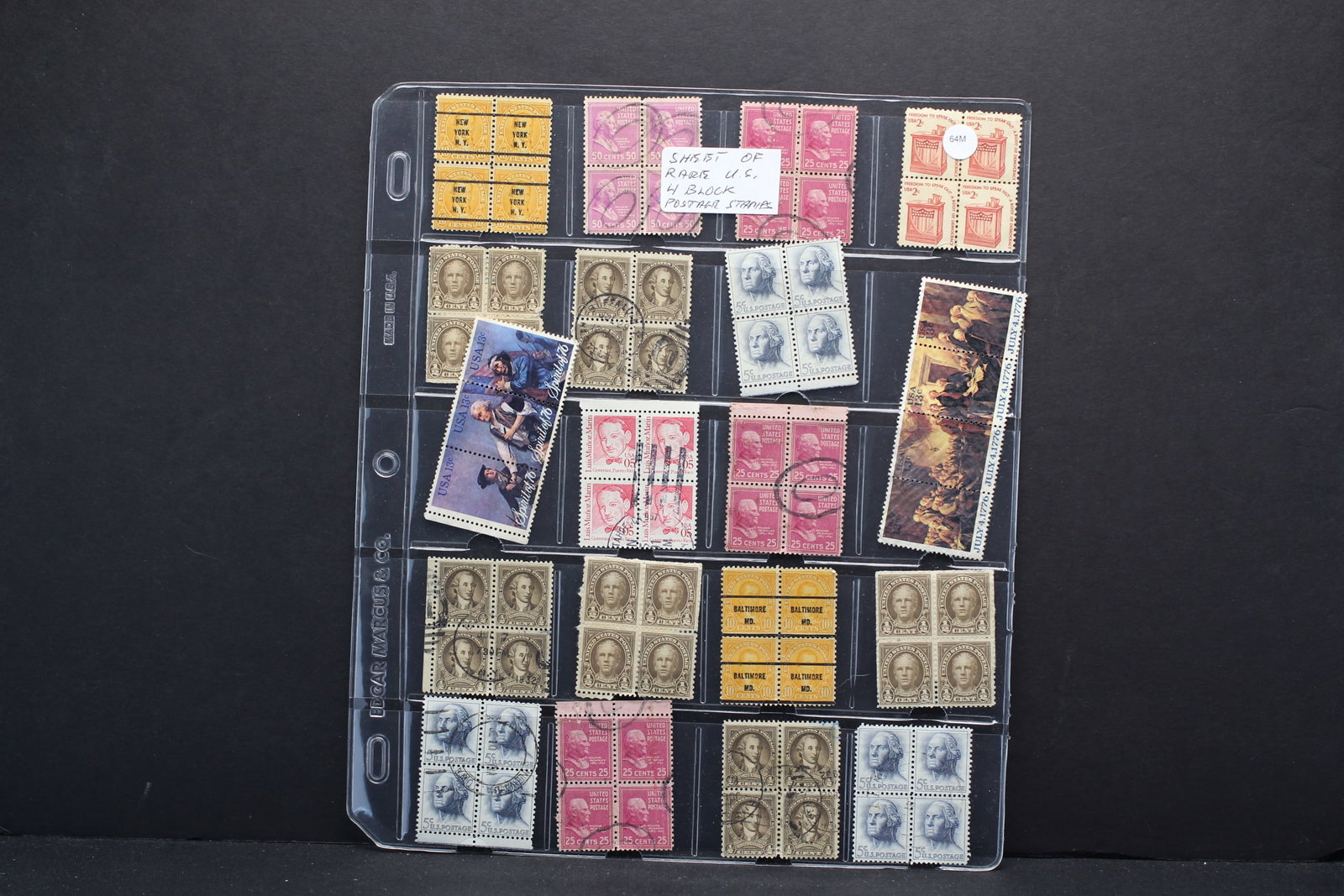 Sheet of Rare U.S. Four Block Stamps (1 of 3)