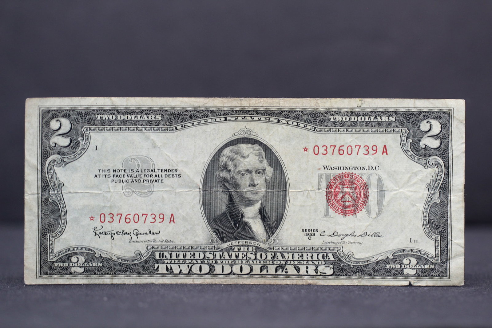 1953C $2 Red Seal Star Note (1 of 3)