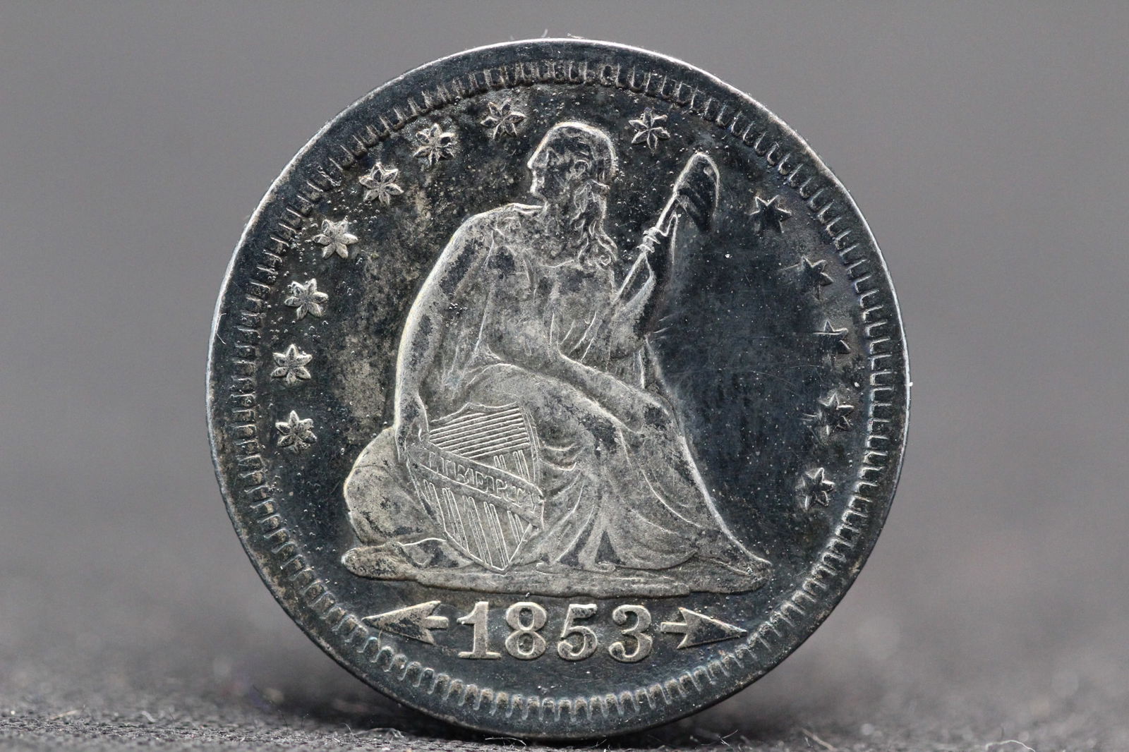 1854 Seated Quarter. Higher grade with super detail. (1 of 3)