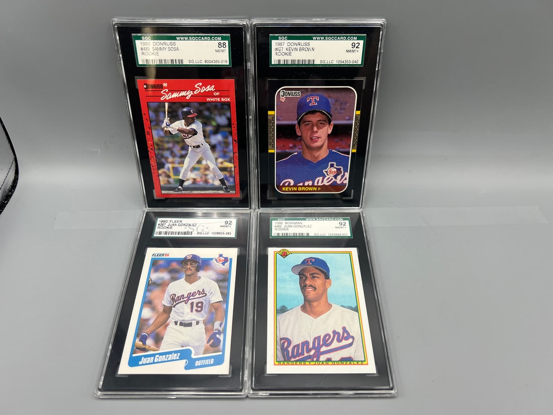 Lot of (4)  Baseball SGC Slabbed Rookie Cards - Sammy Sosa & Juan Gonzalez (1 of 2)