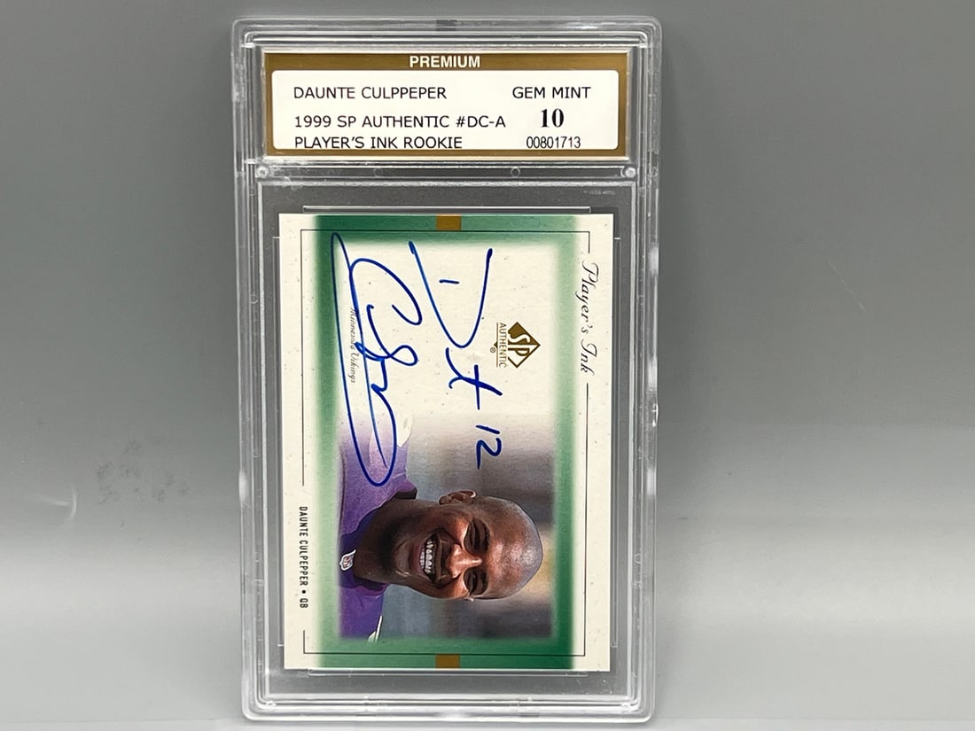 1999 SP Authentic Daunte Culpepper Player's Ink On Card RC Auto #DC-A Premium Grading 10 (1 of 2)