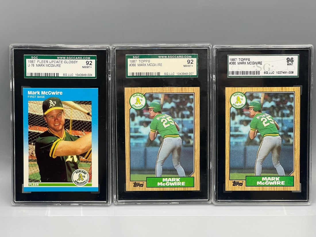 Lot of (3) Mark McGwire Baseball SGC Slabbed Rookie Cards - Varying Conditions (1 of 2)