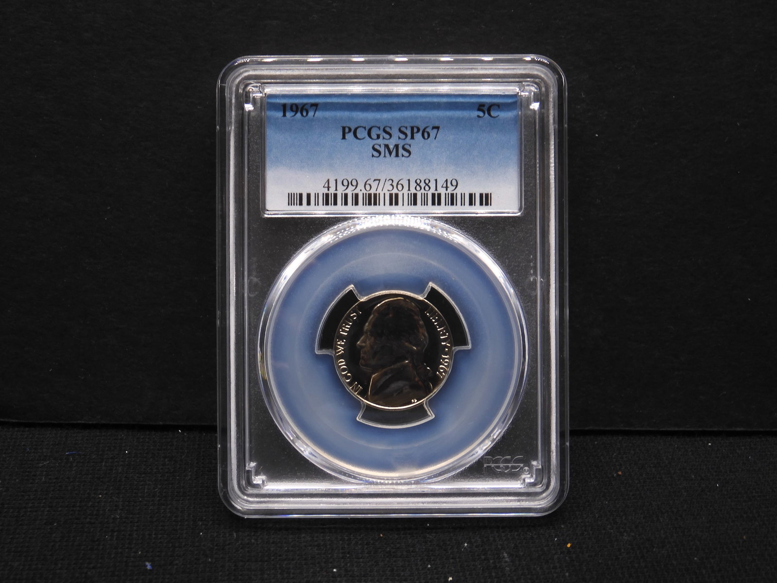 1967 SMS Special Mint Set Jefferson Nickel - PCGS SP67: 1967 SMS Special Mint Set Jefferson Nickel - PCGS SP67