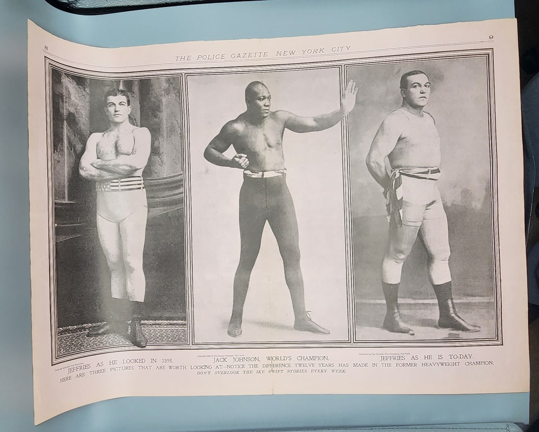 1910 Police Gazette Premium James Jeffries/Jack Johnson Both HOF'ers - Neat (1 of 2)