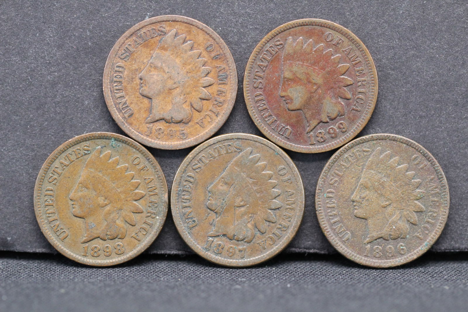 1895-1899 Indian Head Cents - 5 Consecutive Dates (1 of 2)
