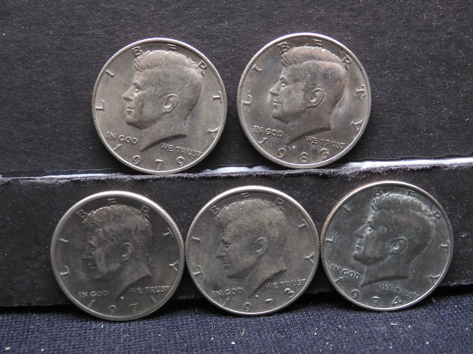 1971-D, 1973-D, 1974, 1979, 1983-D Kennedy Half Dollars (1 of 2)