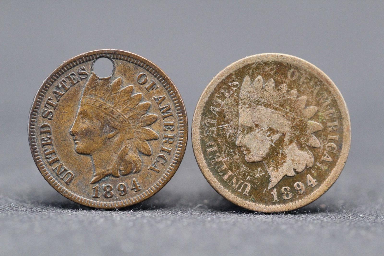 2 1894 Indian Head Cents One With Hole (1 of 2)