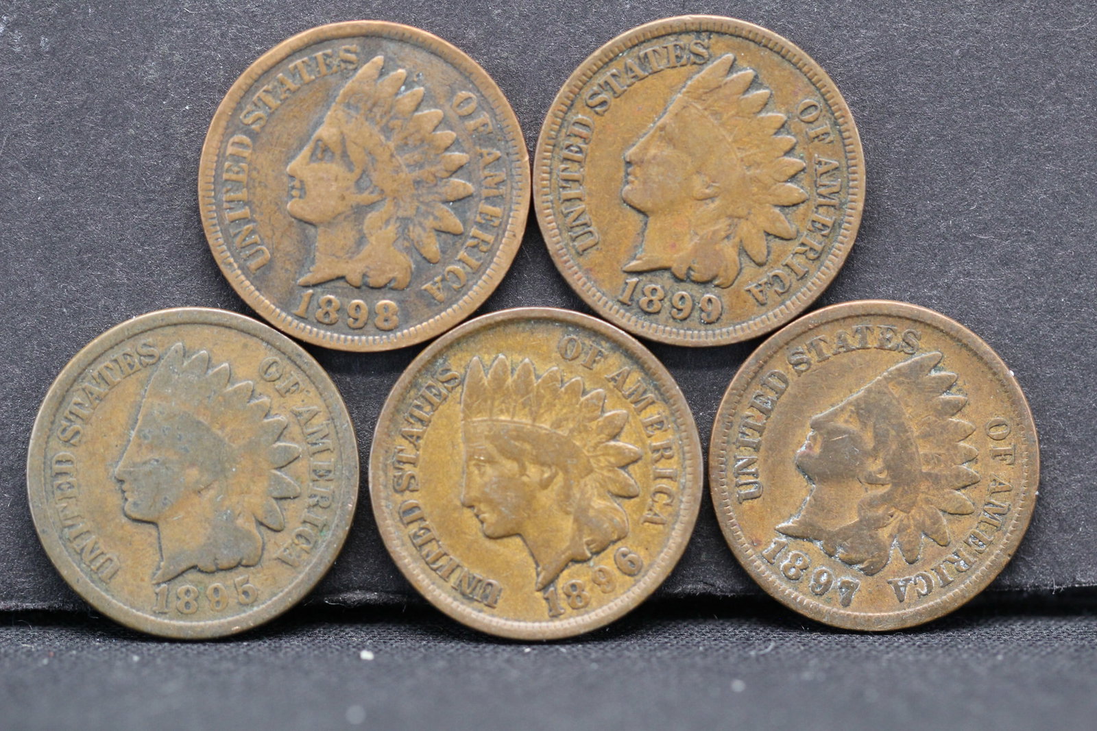 1895-1899 Indian Head Cents - 5 Consecutive Dates (1 of 2)