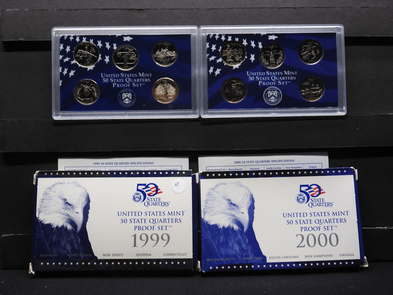1999-S and 2000-S State Quarters Proof Sets. GEM in original mint boxes. (1 of 6)