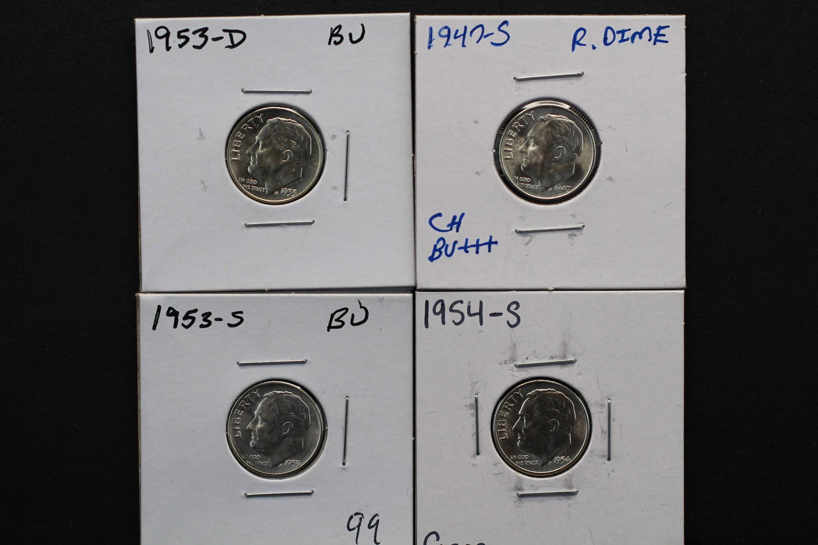 BU Dimes 1947-S, 1953-D, 1953-S, 1954-S: BU Dimes 1947-S, 1953-D, 1953-S, 1954-S
