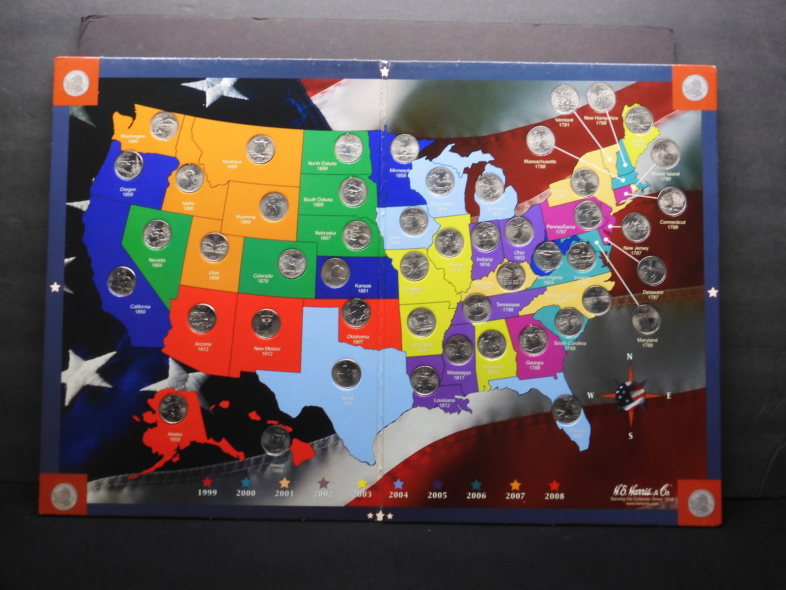 Complete State Series Quarters Map - Great Looking Set!! (1 of 6)