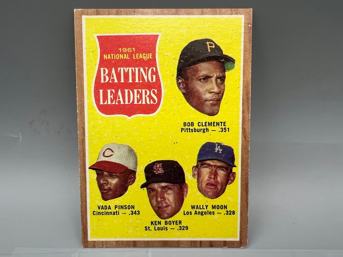 1962 Topps NL Batting Leaders Clemente/Pinson/Boyer/Moon #52 (1 of 2)