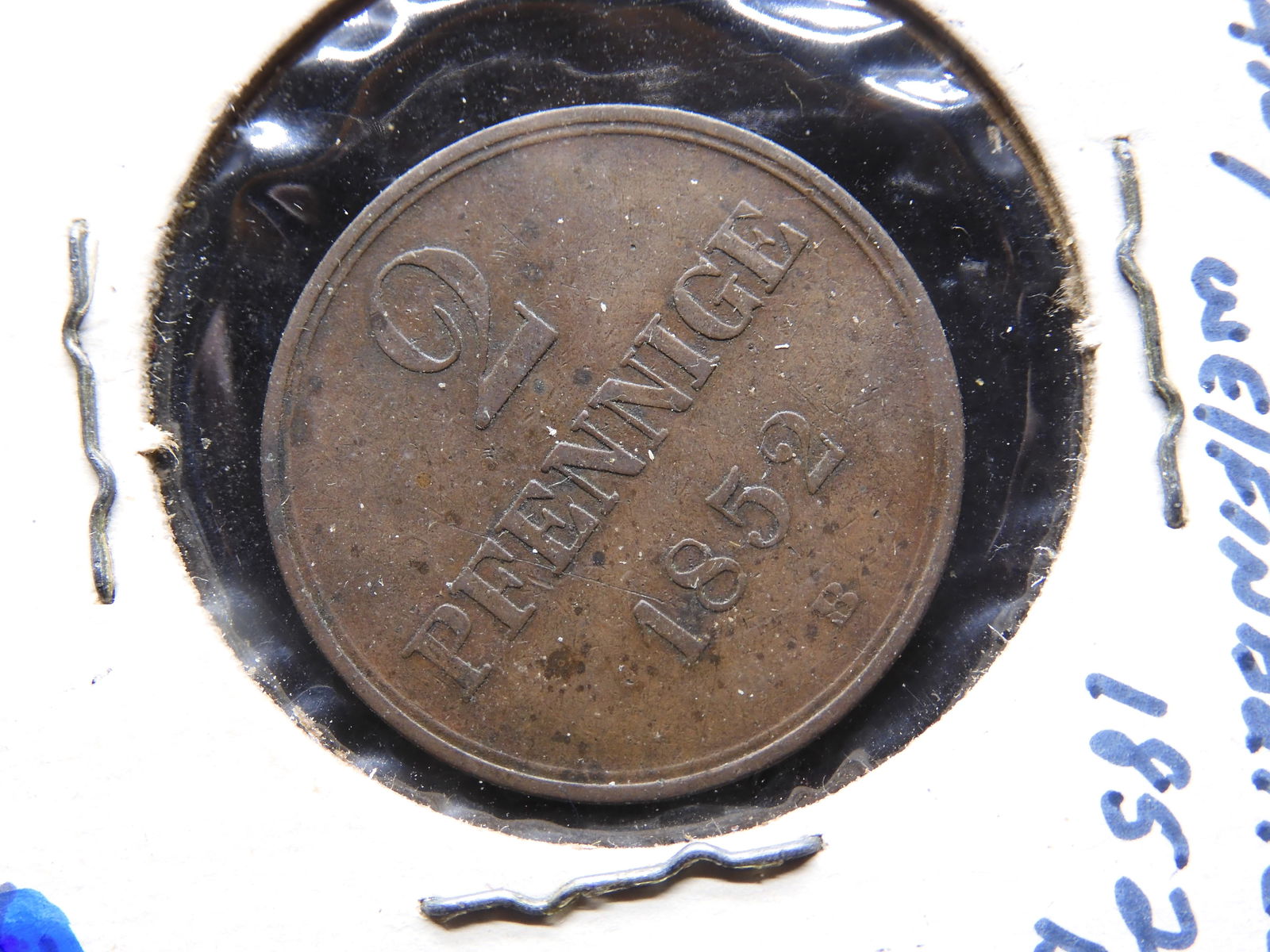 1852-B Germany 2 Pfennig Brunswick-Wolfenbuttel German State.  Horse On Reverse. (1 of 3)