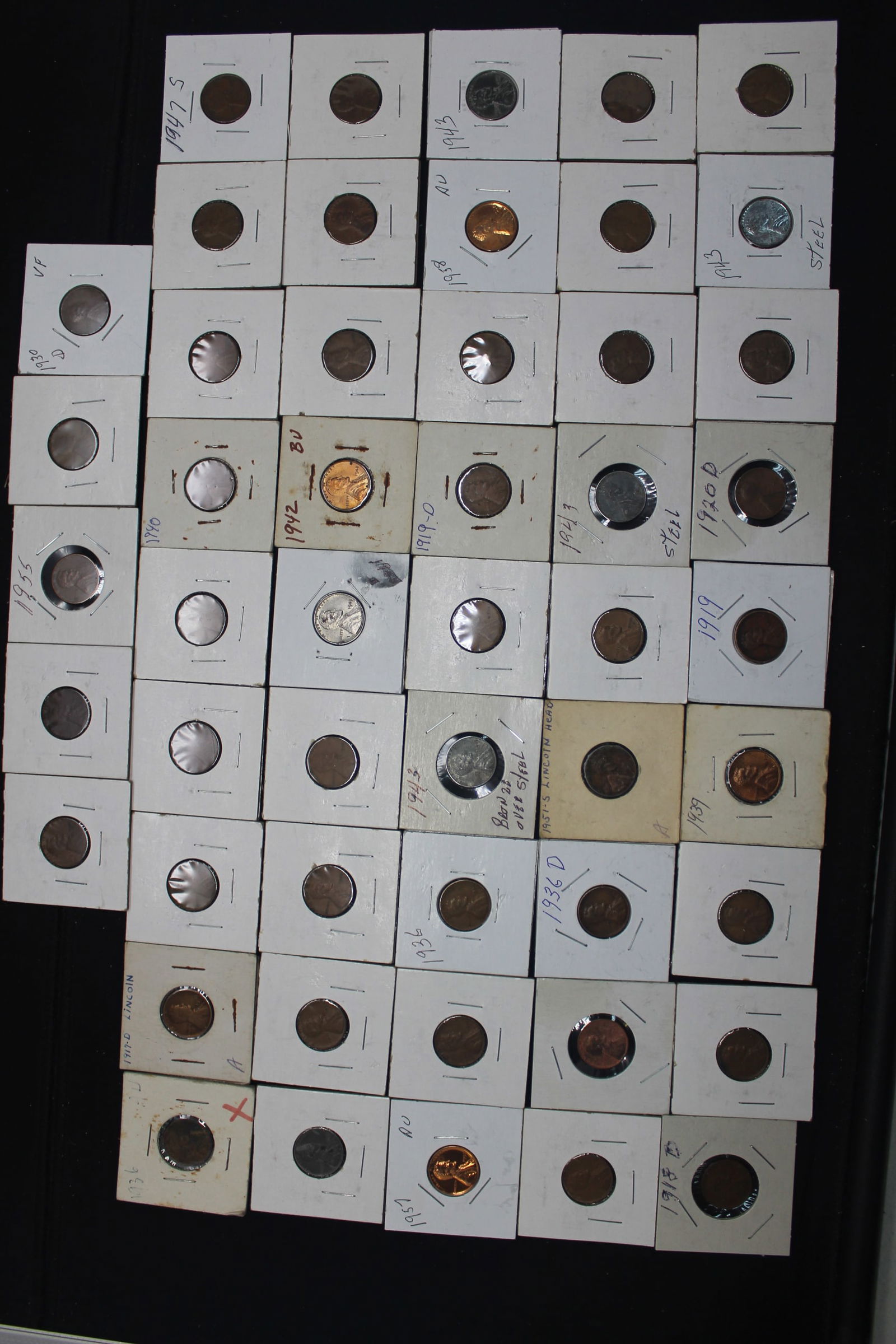 50 Lincoln Wheat Cents Carded (1 of 9)